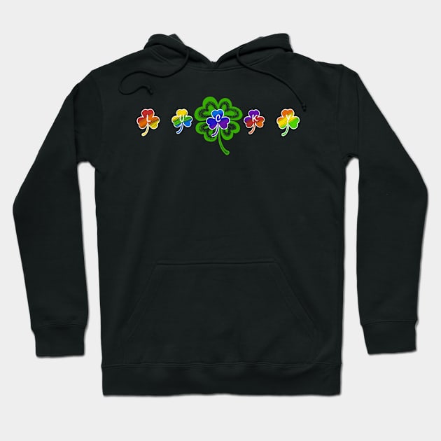 Lucky Clover - Rainbow Shamrocks Hoodie by Creasorz